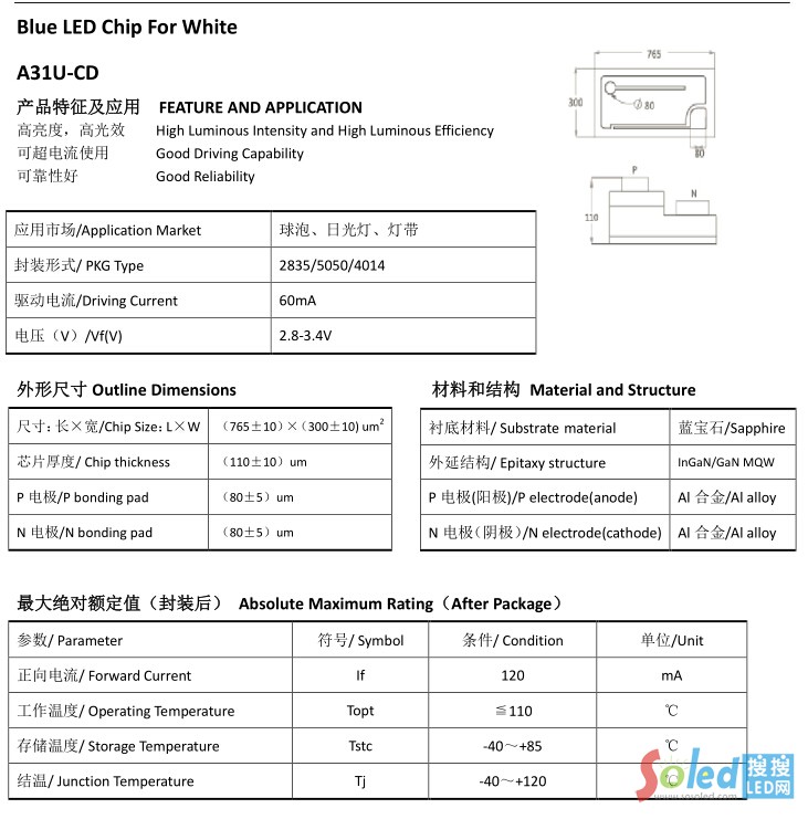 A31U-CD 華燦光電 LED芯片