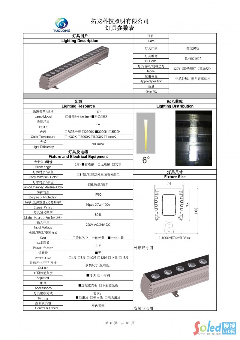 120W LED洗墻燈 TL-XQC1607